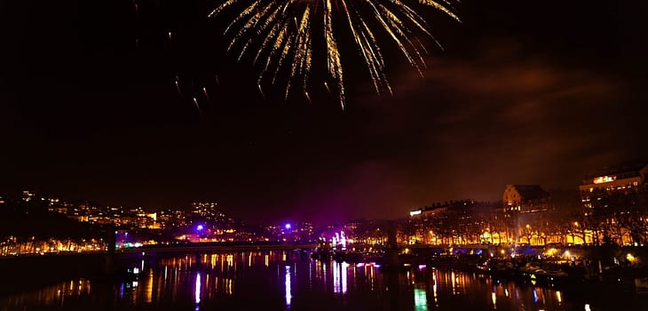 Fireworks celebration Independence Day in Lyon